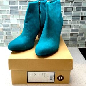 Cole Haan Pendant Teal Suede Harper Ankle Boot II Women’s Size 7B